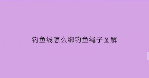 “钓鱼线怎么绑钓鱼绳子图解(钓鱼线怎么绑钓鱼绳子图解视频)