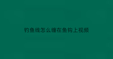 “钓鱼线怎么缠在鱼钩上视频(钓鱼线怎么缠在鱼钩上视频讲解)