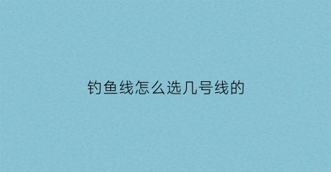 钓鱼线怎么选几号线的(钓鱼线号数怎么选)