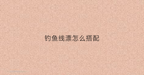 钓鱼线漂怎么搭配(钓鱼线漂怎么搭配最好)