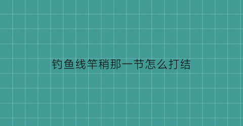 “钓鱼线竿稍那一节怎么打结(钓鱼线竿稍的绑法)