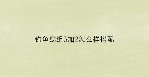 “钓鱼线组3加2怎么样搭配(钓鱼线组3+2什么意思)