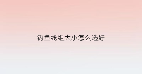 钓鱼线组大小怎么选好