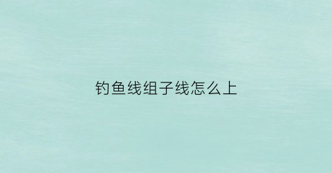 钓鱼线组子线怎么上(钓组子线一般多长合适)