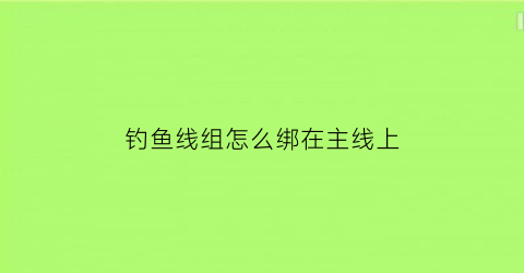 “钓鱼线组怎么绑在主线上(钓鱼线组怎样绑)