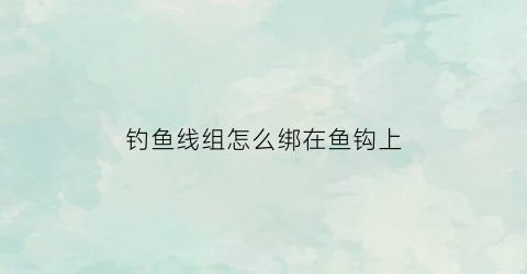 钓鱼线组怎么绑在鱼钩上(线组如何绑鱼钩)