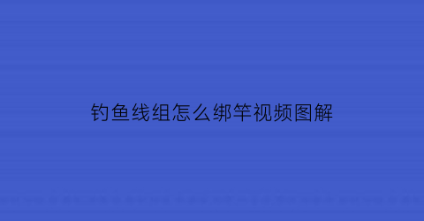 “钓鱼线组怎么绑竿视频图解(钓鱼线组的绑法视频教程)