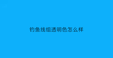钓鱼线组透明色怎么样(透明鱼线和有色鱼线)