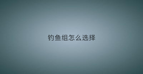 钓鱼组怎么选择