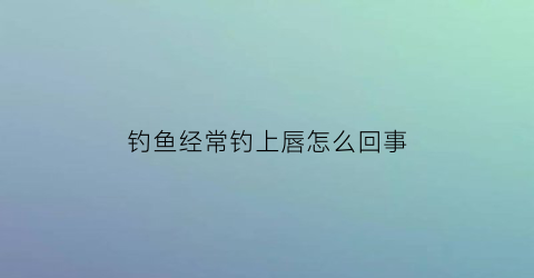 钓鱼经常钓上唇怎么回事(上鱼为什么老钓下嘴唇)
