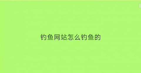 钓鱼网站怎么钓鱼的(钓鱼网站是什么)
