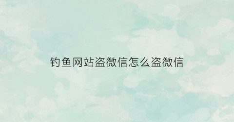 “钓鱼网站盗微信怎么盗微信(如果被钓鱼网站盗取了卡号及密码怎么办)