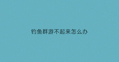 钓鱼群游不起来怎么办(钓鱼群怎么做活动)