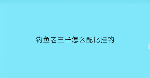 钓鱼老三样怎么配比挂钩(夏天钓鱼老三样怎么搭配调好)