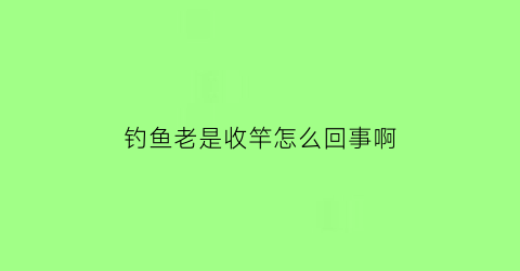 钓鱼老是收竿怎么回事啊(钓鱼被收竿有依据吗)