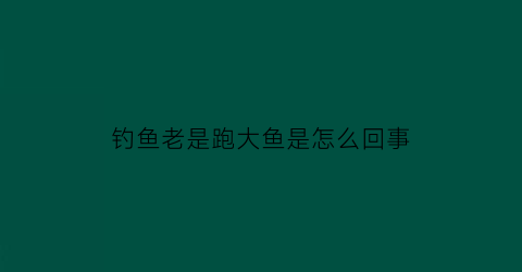 钓鱼老是跑大鱼是怎么回事(钓鱼总是跑鱼怎么回事)