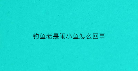 钓鱼老是闹小鱼怎么回事