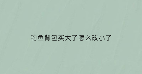 钓鱼背包买大了怎么改小了(钓鱼背包图片大全)