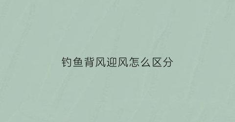 钓鱼背风迎风怎么区分