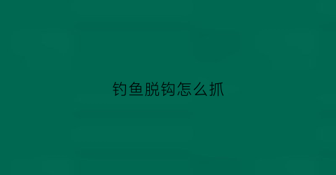 钓鱼脱钩怎么抓(钓鱼脱钩之后还可以继续钓吗)
