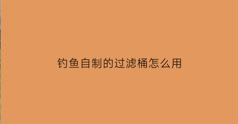 “钓鱼自制的过滤桶怎么用(自制鱼池过滤桶)