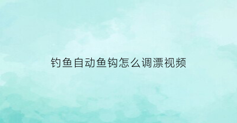 钓鱼自动鱼钩怎么调漂视频