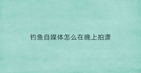 钓鱼自媒体怎么在晚上拍漂(晚上钓鱼用什么漂)