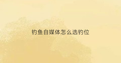 钓鱼自媒体怎么选钓位(钓鱼自媒体需要哪些设备)
