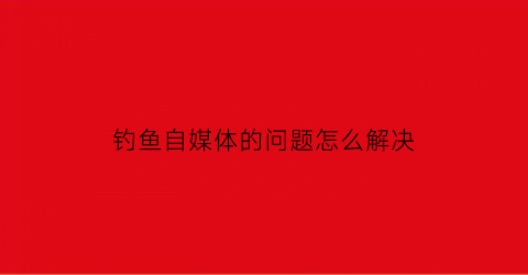 钓鱼自媒体的问题怎么解决(野钓自媒体怎么挣钱)