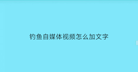 “钓鱼自媒体视频怎么加文字(钓鱼视频怎么写标题)