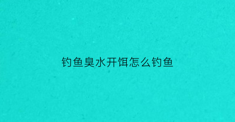 钓鱼臭水开饵怎么钓鱼(臭饵钓鱼越臭饵越好)