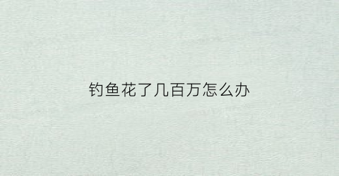 钓鱼花了几百万怎么办(钓鱼花了几百万怎么办啊)