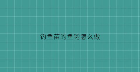 钓鱼苗的鱼钩怎么做(钓小鱼的钩)