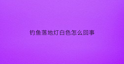 “钓鱼落地灯白色怎么回事(落地钓鱼灯安装视频)