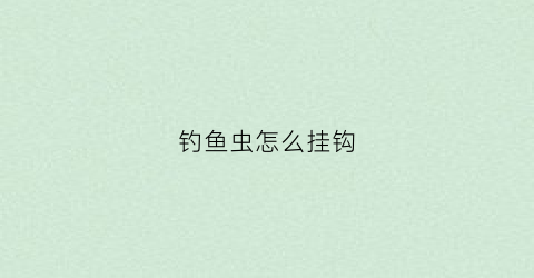 钓鱼虫怎么挂钩(虫饵怎么挂钩)