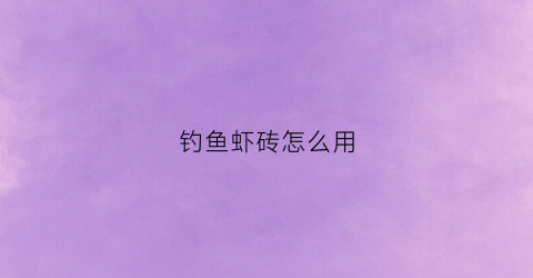 钓鱼虾砖怎么用