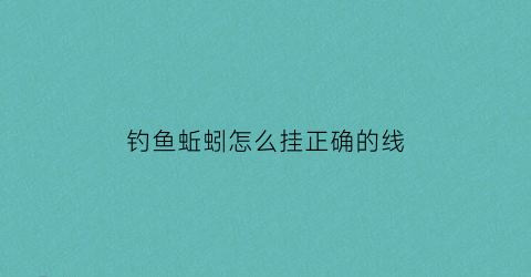 钓鱼蚯蚓怎么挂正确的线