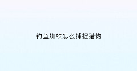 钓鱼蜘蛛怎么捕捉猎物(钓鱼蜘蛛怎么捕捉猎物的)