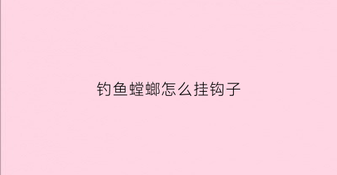钓鱼螳螂怎么挂钩子(螳螂搭窝)
