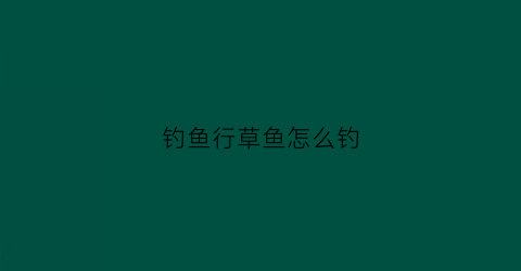 钓鱼行草鱼怎么钓(草鱼怎么钓行程)
