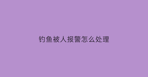 钓鱼被人报警怎么处理(钓鱼被警察抓了怎么处理)