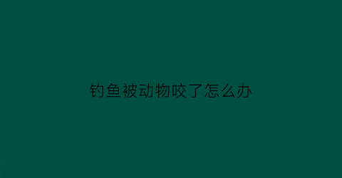 钓鱼被动物咬了怎么办(钓鱼被钓鱼)