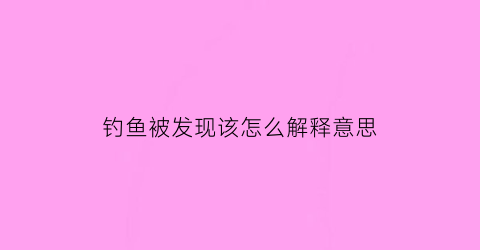 “钓鱼被发现该怎么解释意思(钓鱼被抓到怎么办)