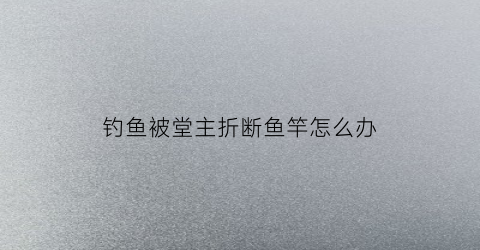 钓鱼被堂主折断鱼竿怎么办(钓鱼被人收了竿子怎么办)