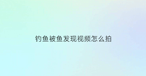 钓鱼被鱼发现视频怎么拍(钓鱼被鱼发现视频怎么拍的)