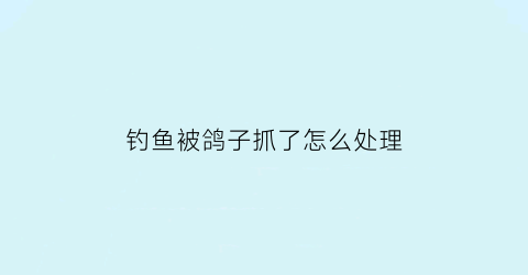 “钓鱼被鸽子抓了怎么处理(被鸽子抓了用打疫苗吗)