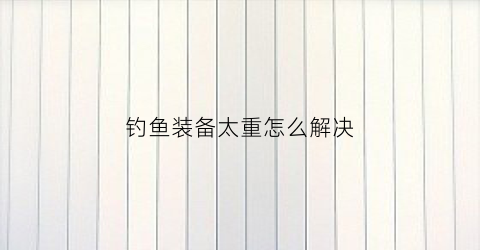 钓鱼装备太重怎么解决(钓鱼装备)