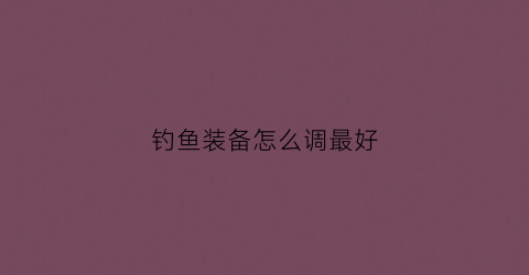 钓鱼装备怎么调最好(钓鱼装备怎么带最轻便)