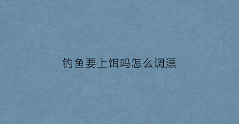 钓鱼要上饵吗怎么调漂(钓鱼要上饵吗怎么调漂好)