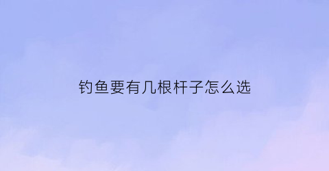 钓鱼要有几根杆子怎么选